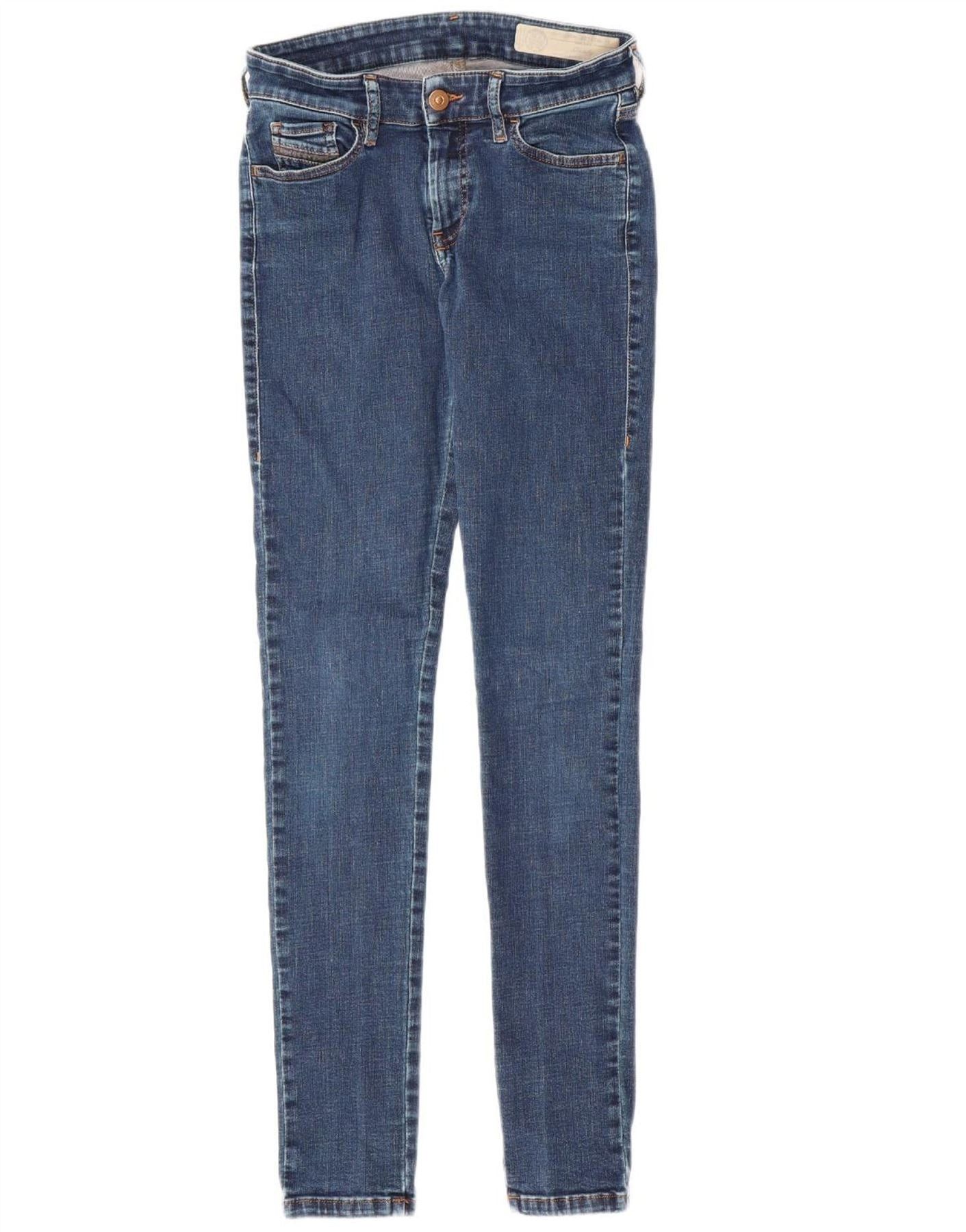 Diesel Womens Slandy Super Slim Skinny Jeans W27 L29 Blue Cotton Size 27" / US 4 / IT 40 - 2 Thumbnail