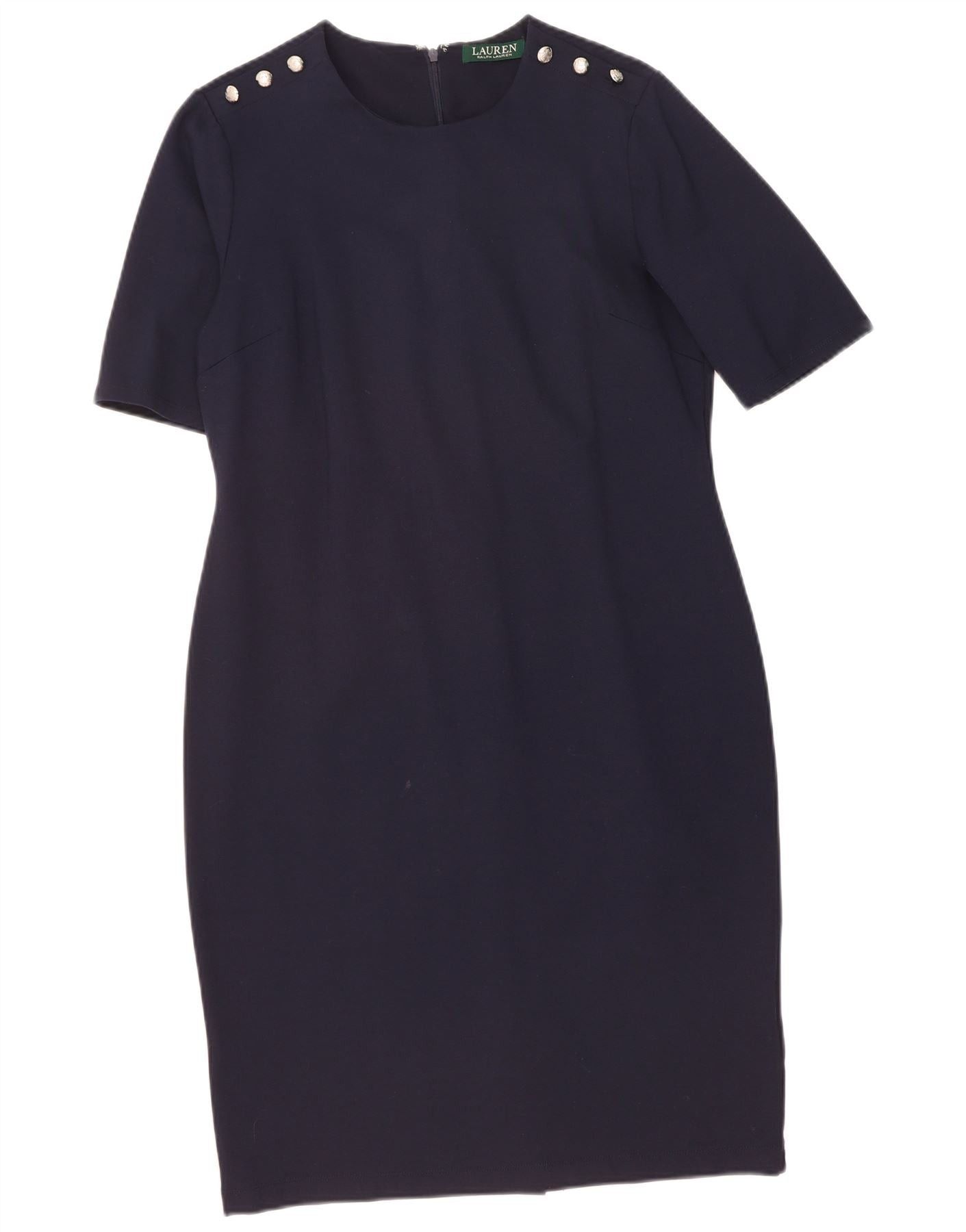 Ralph Lauren Womens Sheath Dress UK 14 Large Navy Blue Viscose Size S / US 4 / IT 40 - 3 Thumbnail
