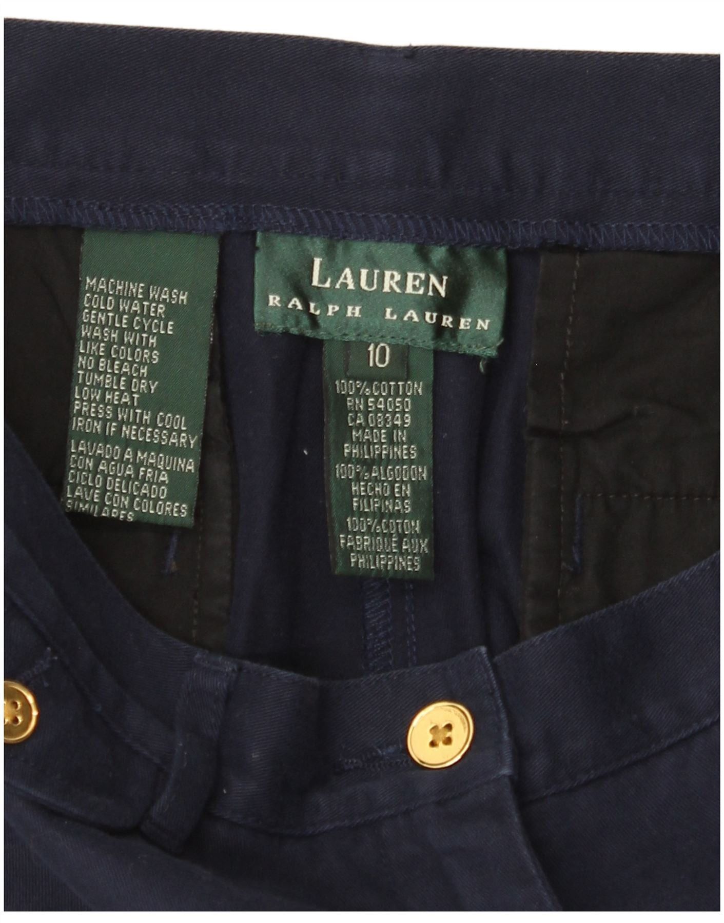Ralph Lauren Womens Cropped Trousers US 10 Large W30 L23 Navy Blue Size 28" / US 6 / IT 42 - 4 Thumbnail