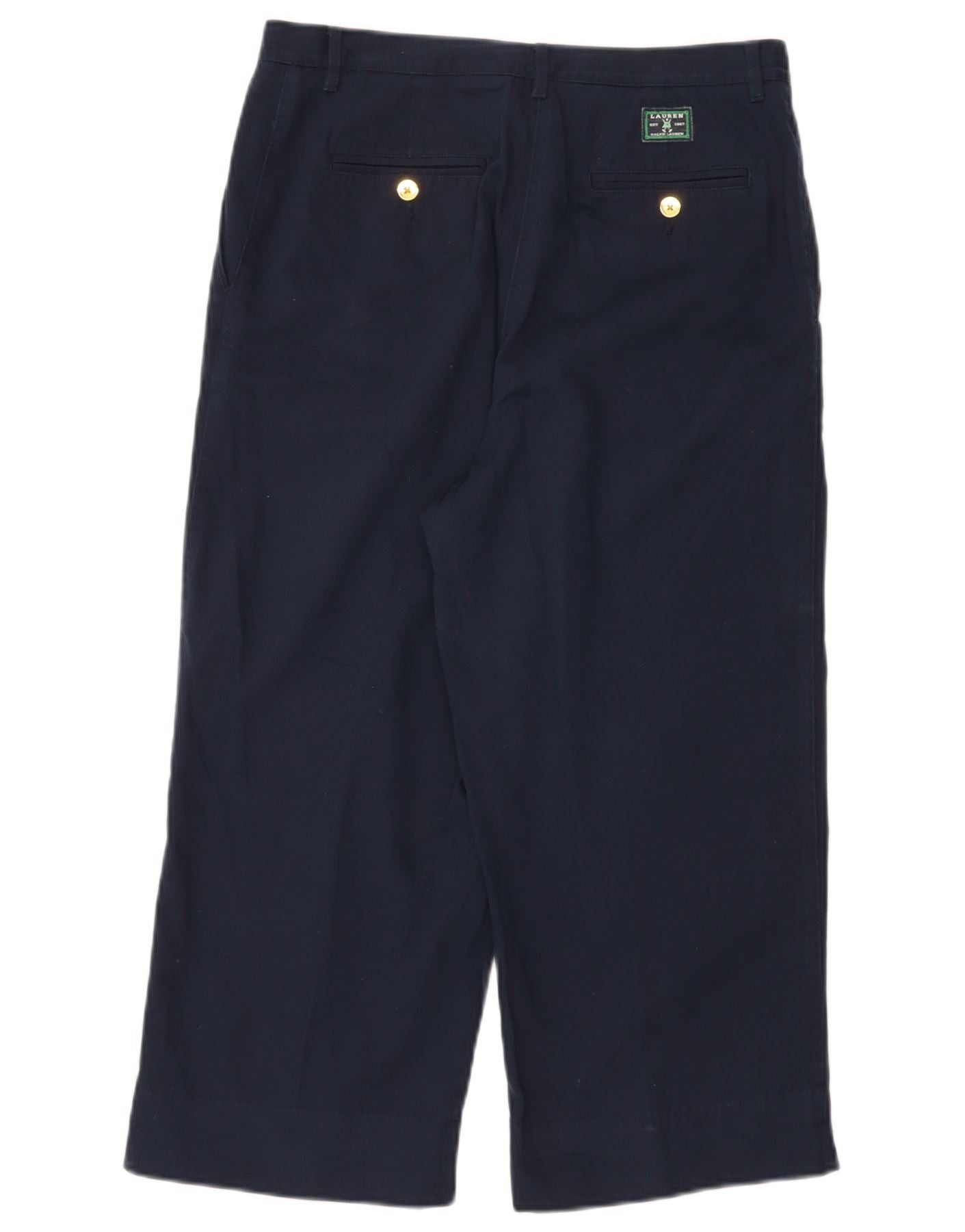 Ralph Lauren Womens Cropped Trousers US 10 Large W30 L23 Navy Blue Size 28" / US 6 / IT 42 - 2 Thumbnail