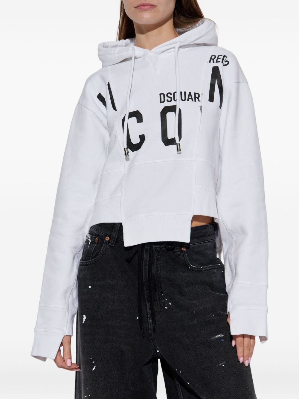 Dsquared2 COTTON CROPPED HOODIE Size M / US 6-8 / IT 42-44 - 4 Thumbnail