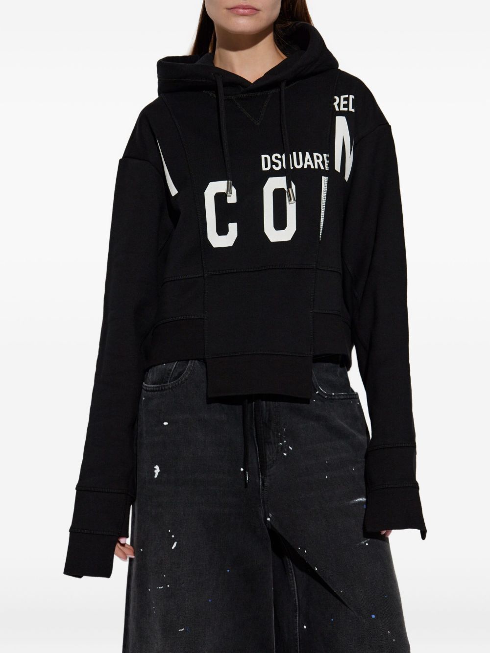 Dsquared2 COTTON CROPPED HOODIE Size M / US 6-8 / IT 42-44 - 4 Thumbnail