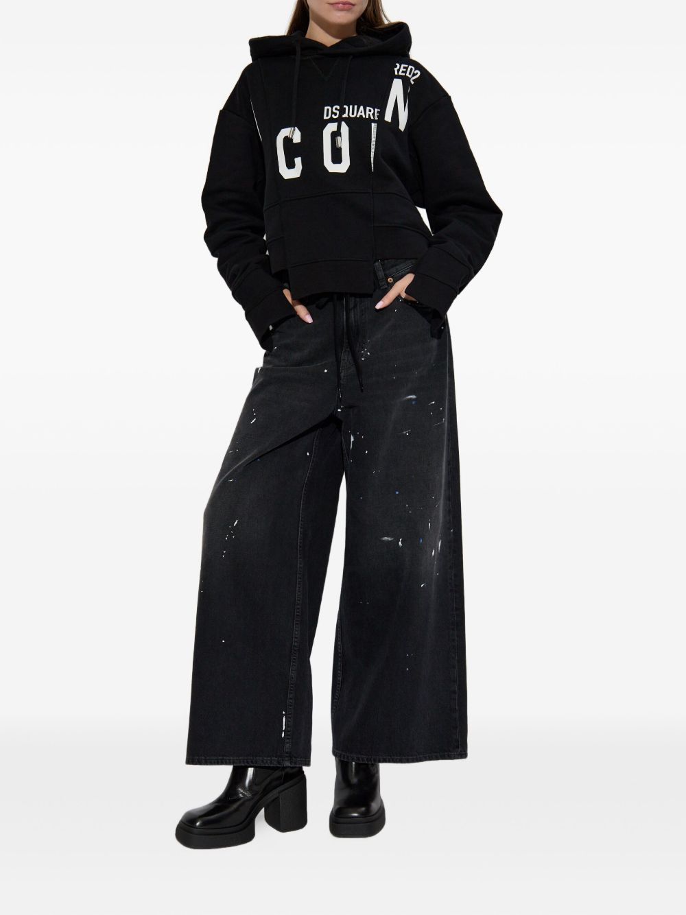 Dsquared2 COTTON CROPPED HOODIE Size S / US 4 / IT 40 - 5 Thumbnail