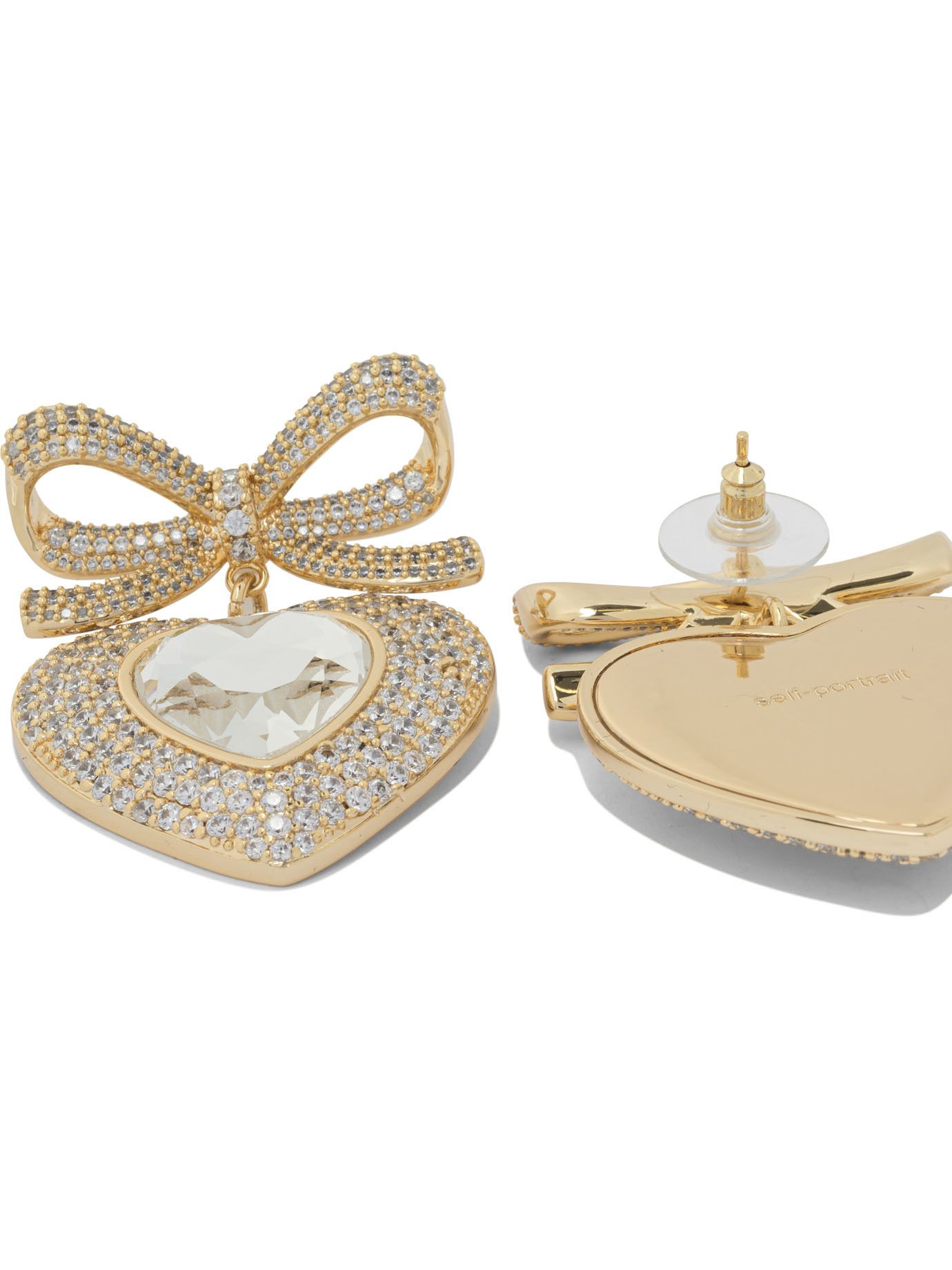Self-Portrait Self-Portrait Heart-Shaped Earrings With Embellished Bow Women - USA Duties Paid Size ONE SIZE - 2 Thumbnail