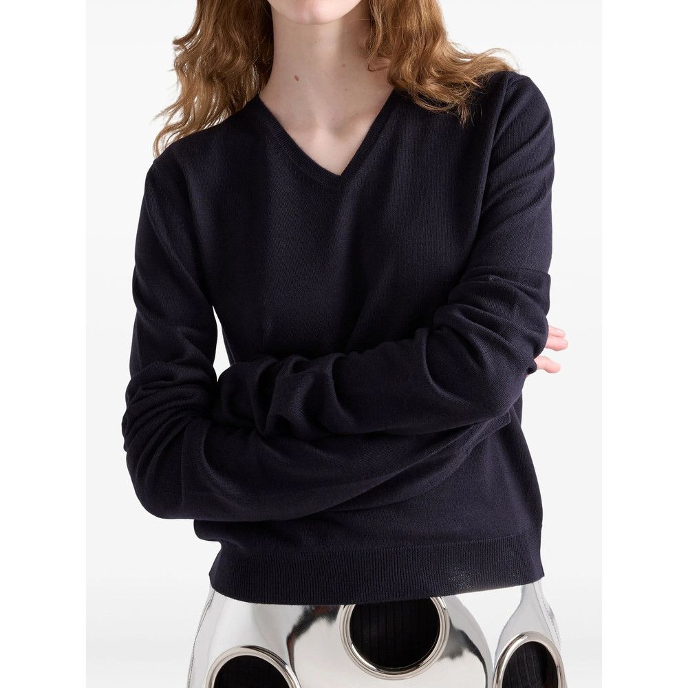 Prada Navy Wool V-neck Sweater Size M / US 6-8 / IT 42-44 - 5 Thumbnail
