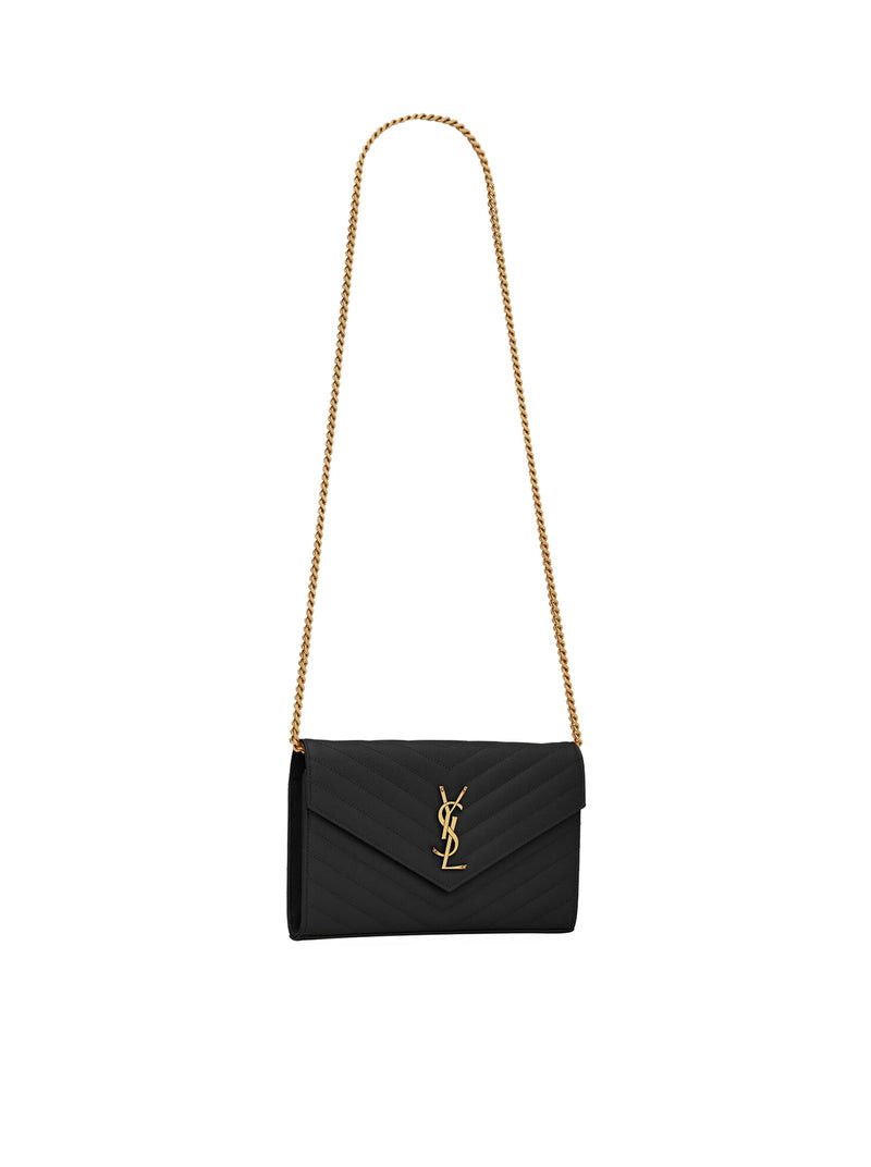 Saint Laurent Paris LEATHER CLUTCH WITH CHAIN AND CASSANDRE LOGO Size ONE SIZE - 2 Thumbnail