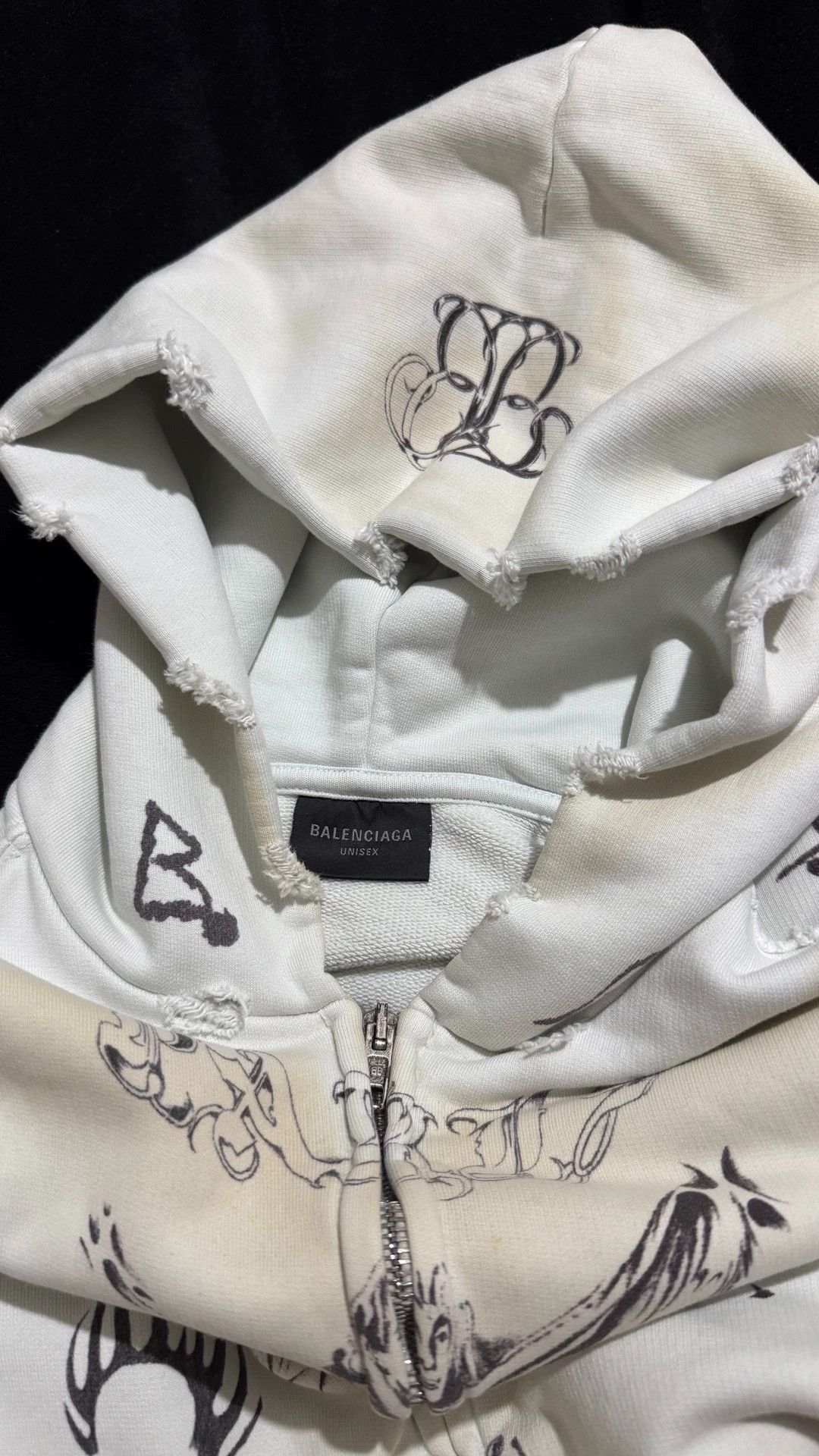Balenciaga Balenciaga Tattoo Dyed Zip Hoodie XXS - dmc Size US XXS / EU 40 - 3 Thumbnail
