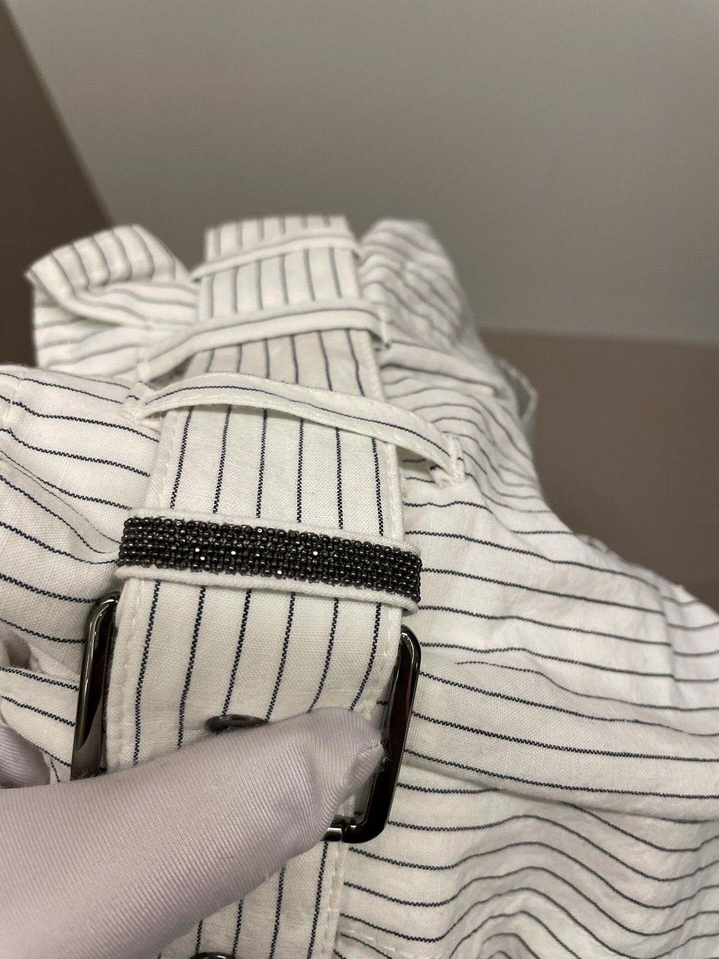 Brunello Cucinelli Brunello Cucinelli White Stripe High-Waist Shorts - dmc Size US 34 / EU 50 - 6 Thumbnail