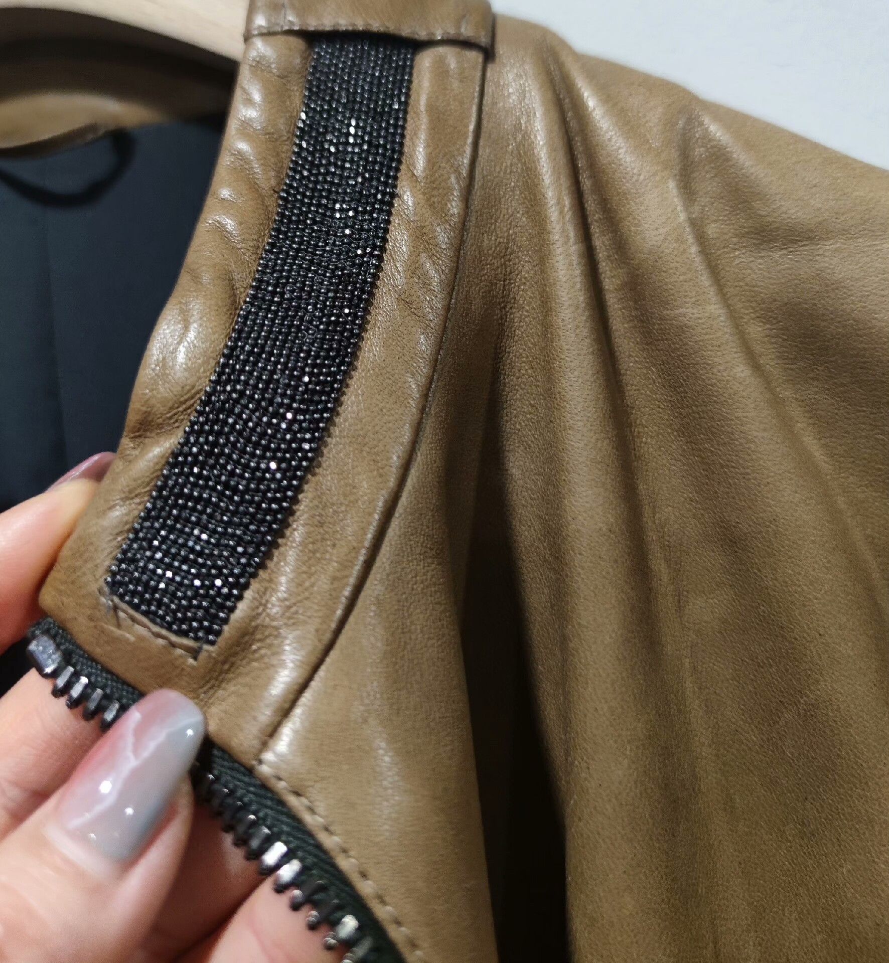 Brunello Cucinelli Brunello Cucinelli Beaded Leather Jacket - dmc Size US L / EU 52-54 / 3 - 7 Thumbnail