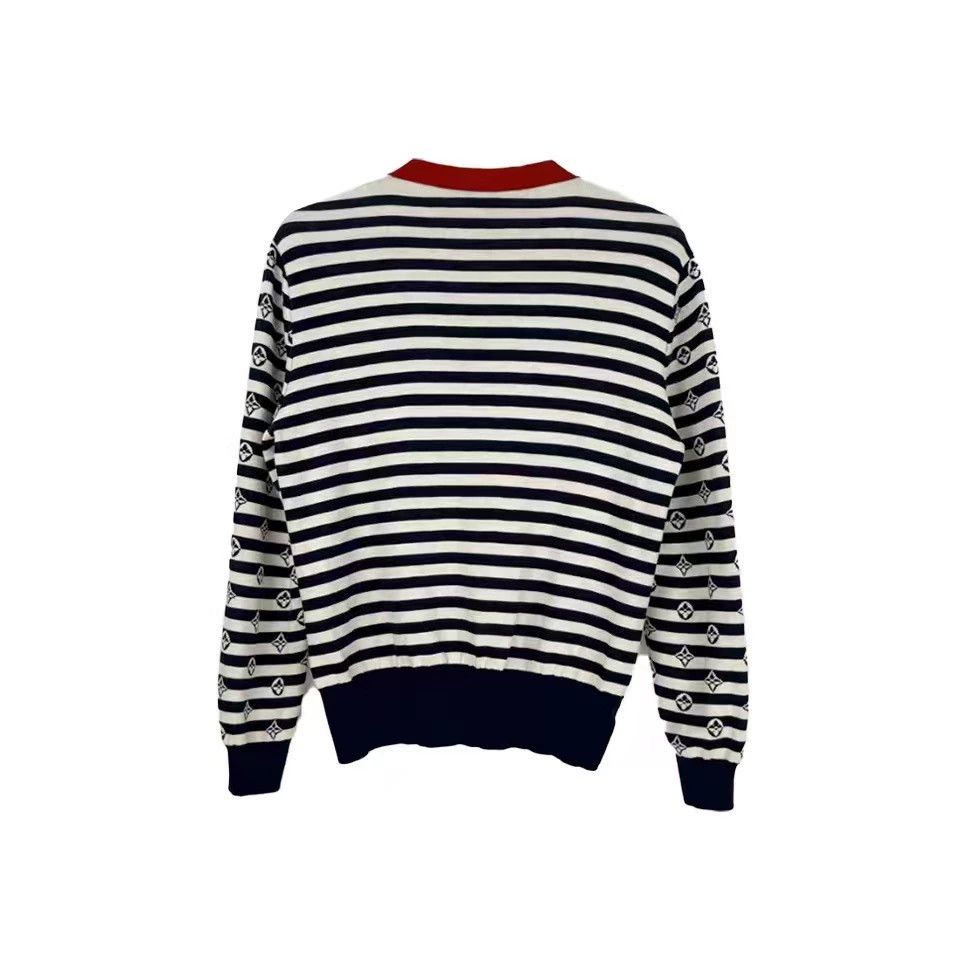 Louis Vuitton Louis Vuitton Blue Stripe Logo Cardigan - dmc Size US L / EU 52-54 / 3 - 2 Thumbnail