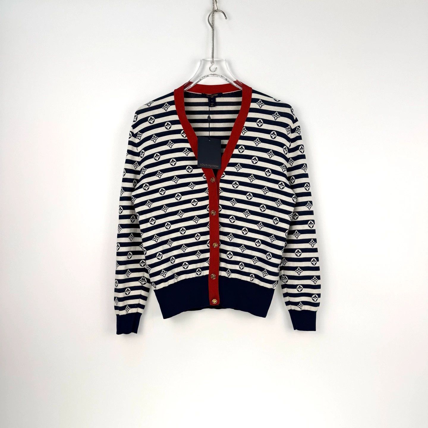 Louis Vuitton Louis Vuitton Blue Stripe Logo Cardigan - dmc Size US L / EU 52-54 / 3 - 3 Thumbnail