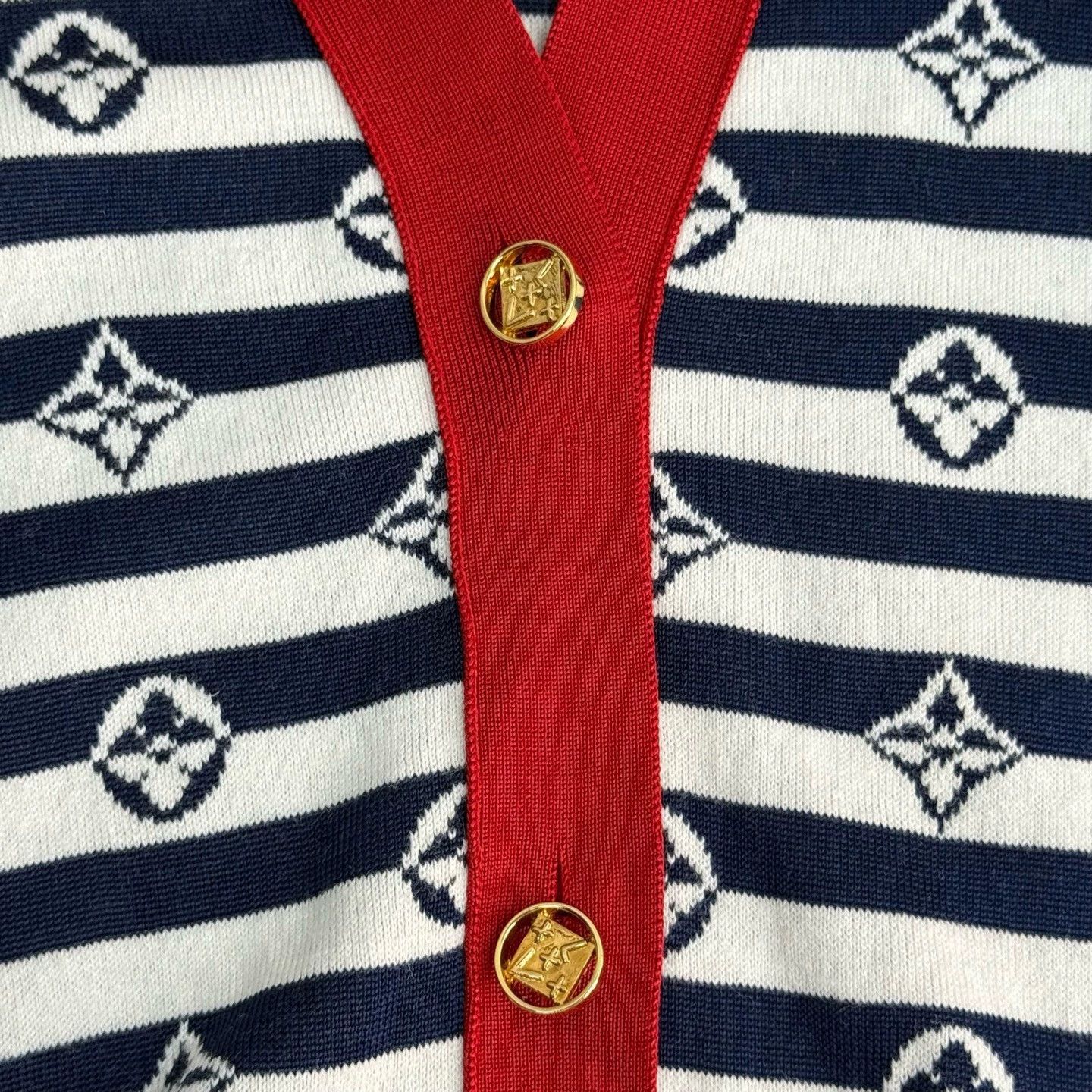 Louis Vuitton Louis Vuitton Blue Stripe Logo Cardigan - dmc Size US L / EU 52-54 / 3 - 7 Thumbnail