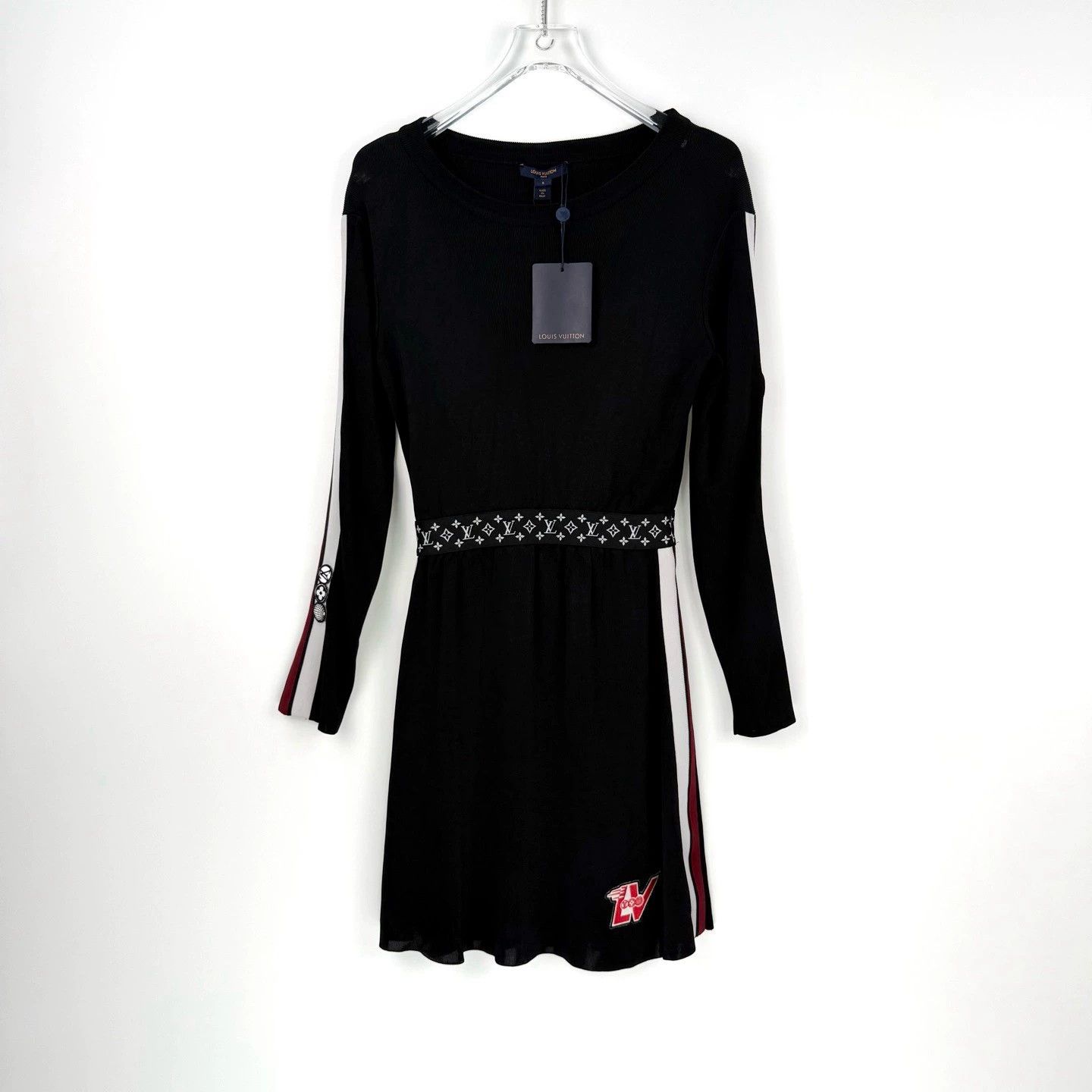 LV Black Monogram Logo Waist Dress - dmc