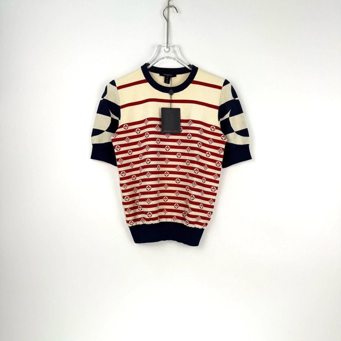 Louis Vuitton LV Red Blue White Stripe Logo Knit Top - dmc Size US M / EU 48-50 / 2 - 3 Thumbnail