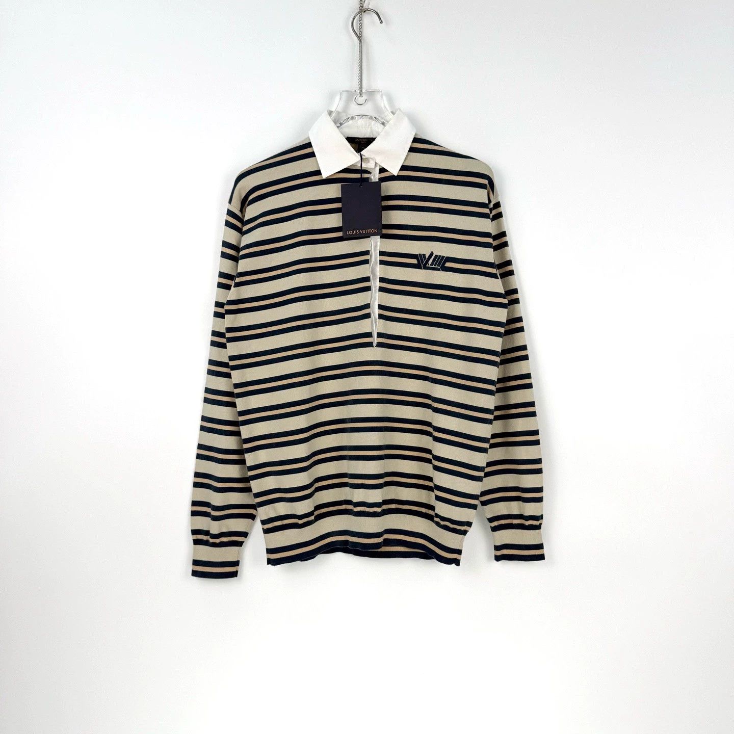 Louis Vuitton LV Beige Blue Stripe Silk Blend Long Sleeve - dmc Size US XS / EU 42 / 0 - 3 Thumbnail