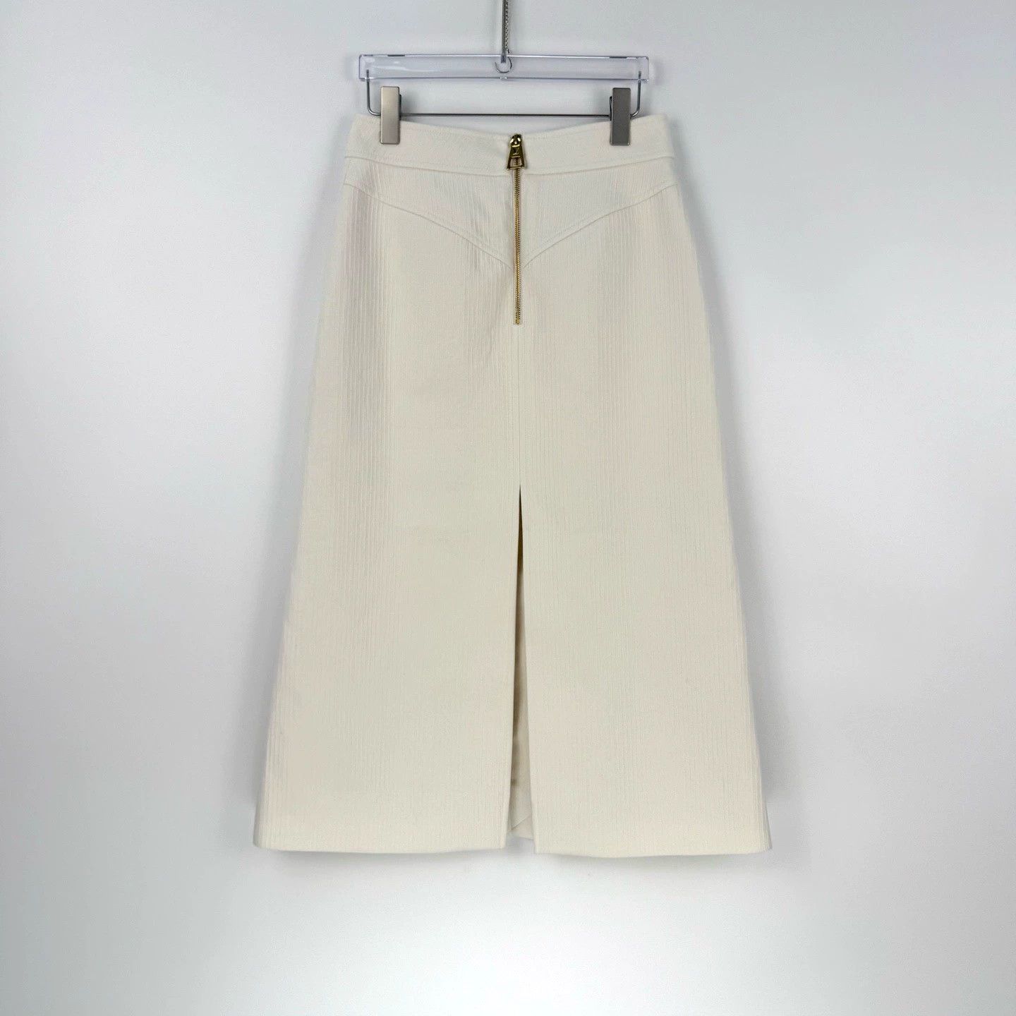 Louis Vuitton Louis Vuitton Cream Metal Logo Midi Skirt - dmc Size US 38 / EU 54 - 4 Thumbnail
