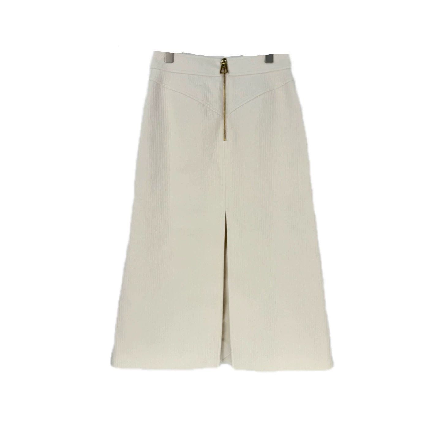 Louis Vuitton Louis Vuitton Cream Metal Logo Midi Skirt - dmc Size US 38 / EU 54 - 2 Thumbnail