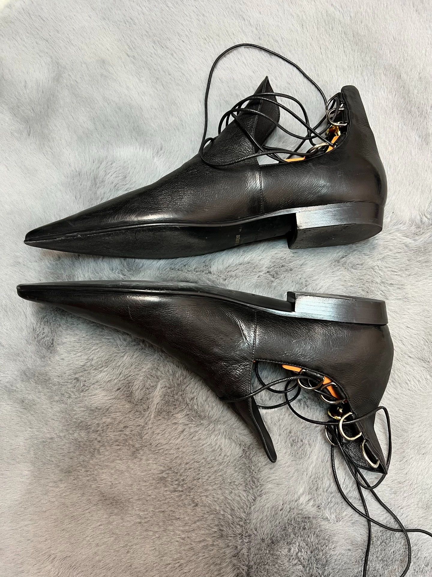 Saint Laurent Paris Saint Laurent Leather Lace-Up Pointed Boots - dmc Size US 12.5 / EU 45-46 - 2 Thumbnail