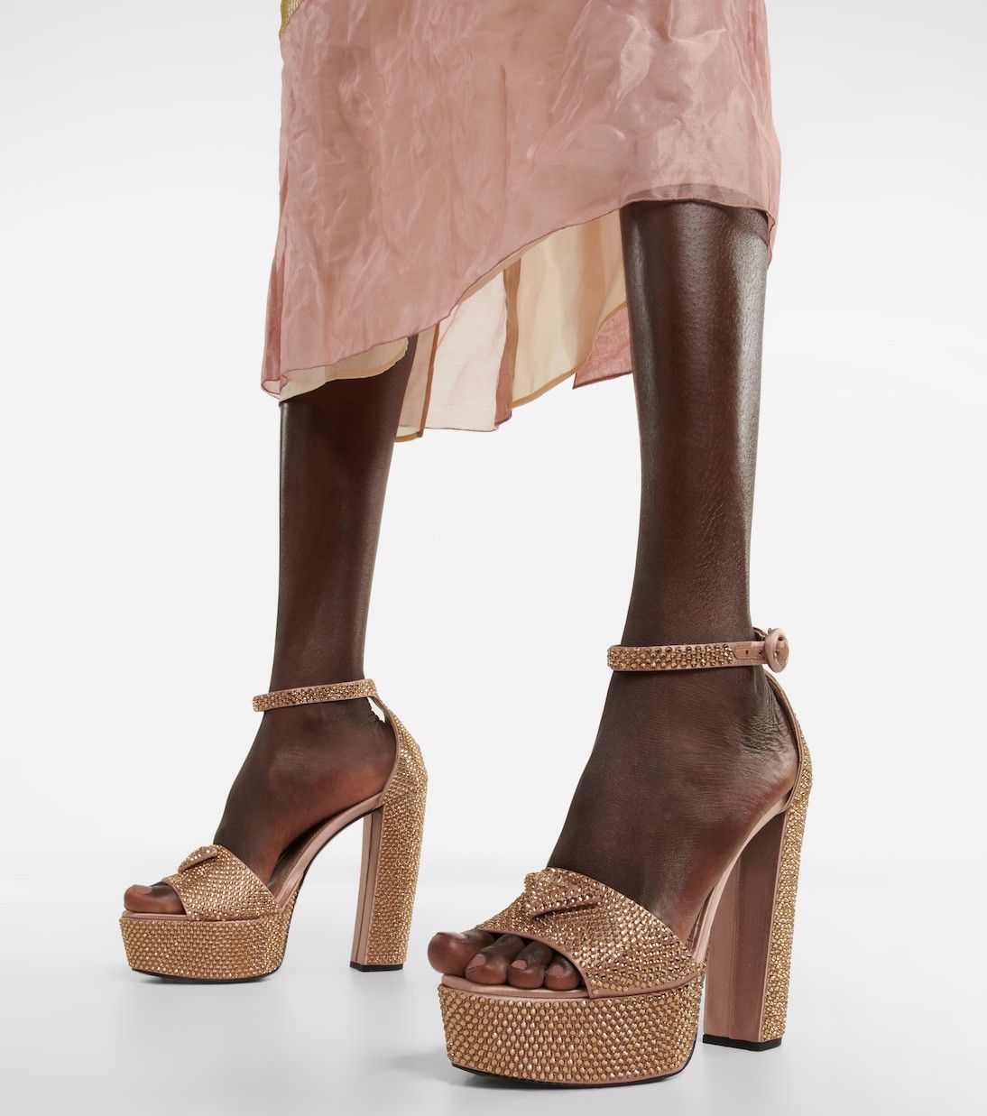 Prada Embellished satin platform sandals Size US 9 / IT 39 - 4 Thumbnail