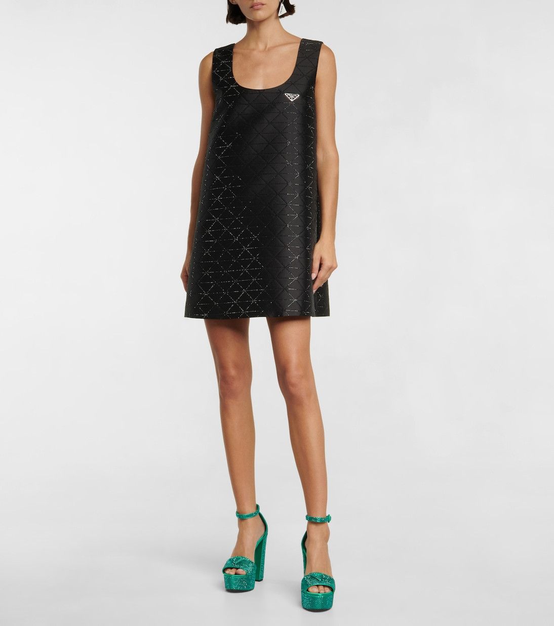 Prada $2.2K VALUE Crystal Embellished satin platform sandals in green Size US 9 / IT 39 - 5 Thumbnail