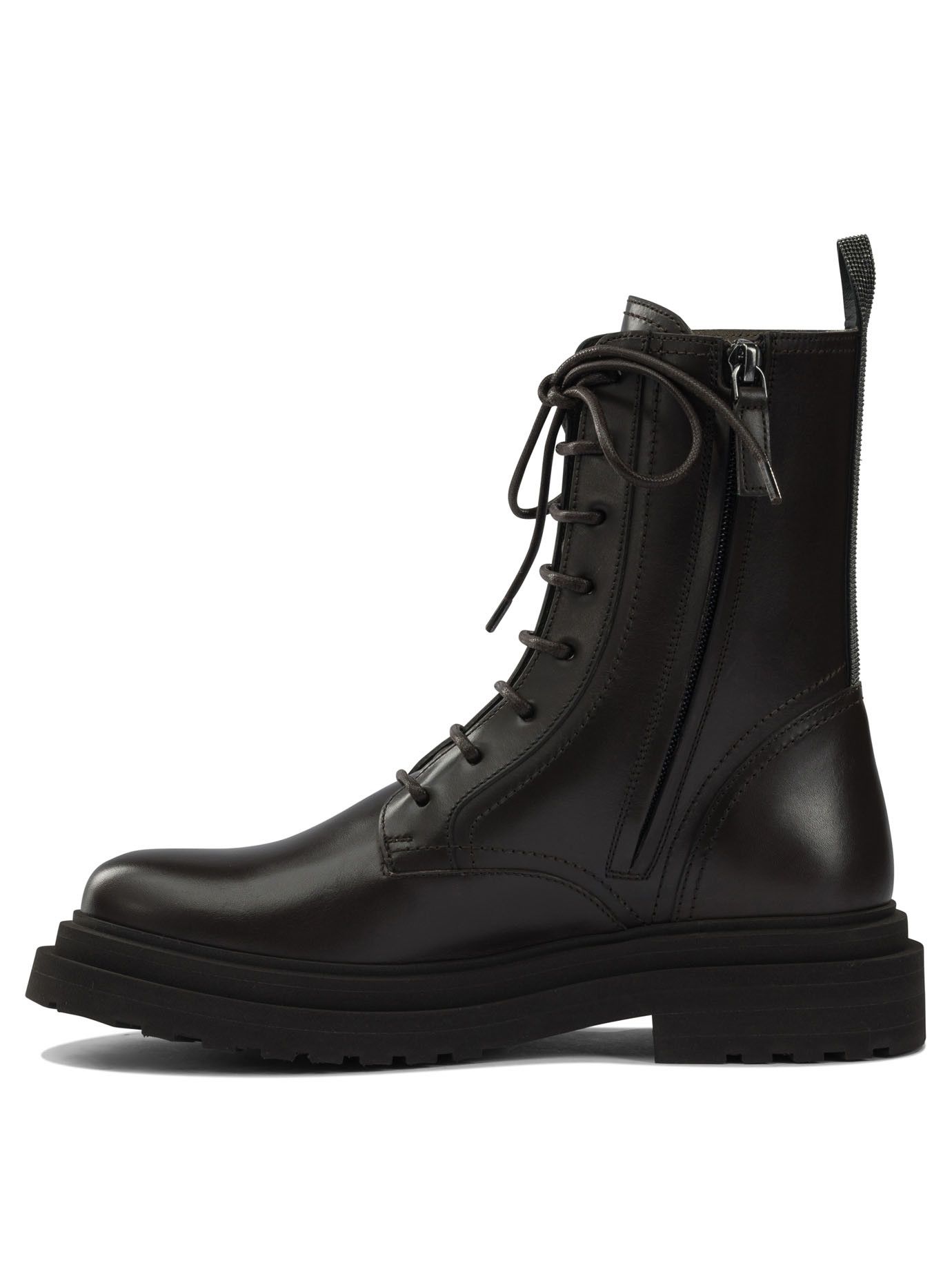 Brunello Cucinelli Shiny Loop Detail Lace-Up Ankle Boots IT 40 Women - USA Duties Paid