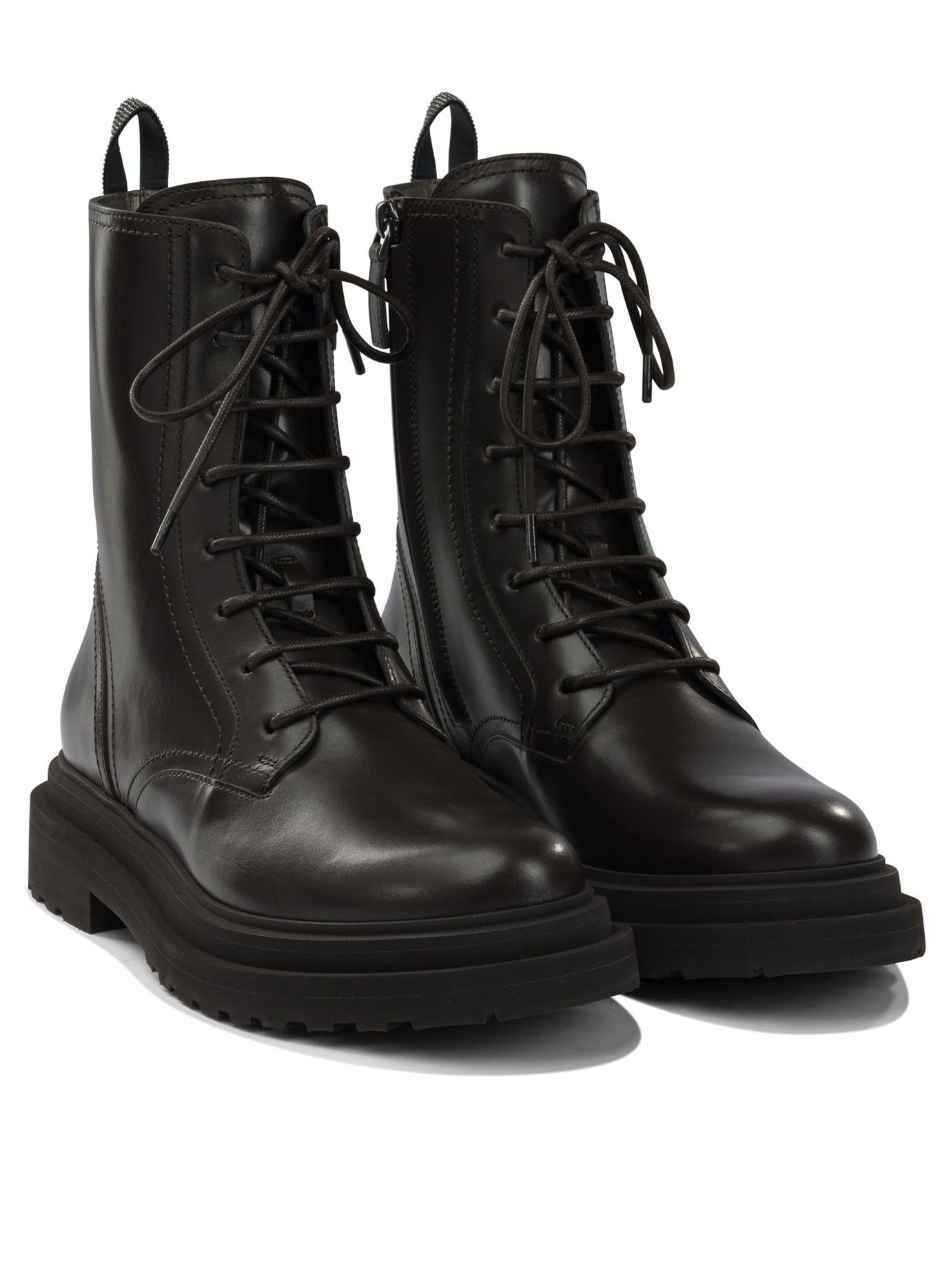 Brunello Cucinelli Shiny Loop Detail Lace-Up Ankle Boots IT 40 Women - USA Duties Paid