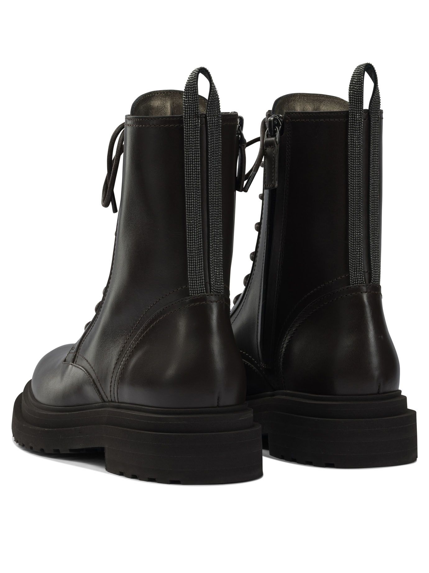 Brunello Cucinelli Shiny Loop Detail Lace-Up Ankle Boots IT 40 Women - USA Duties Paid
