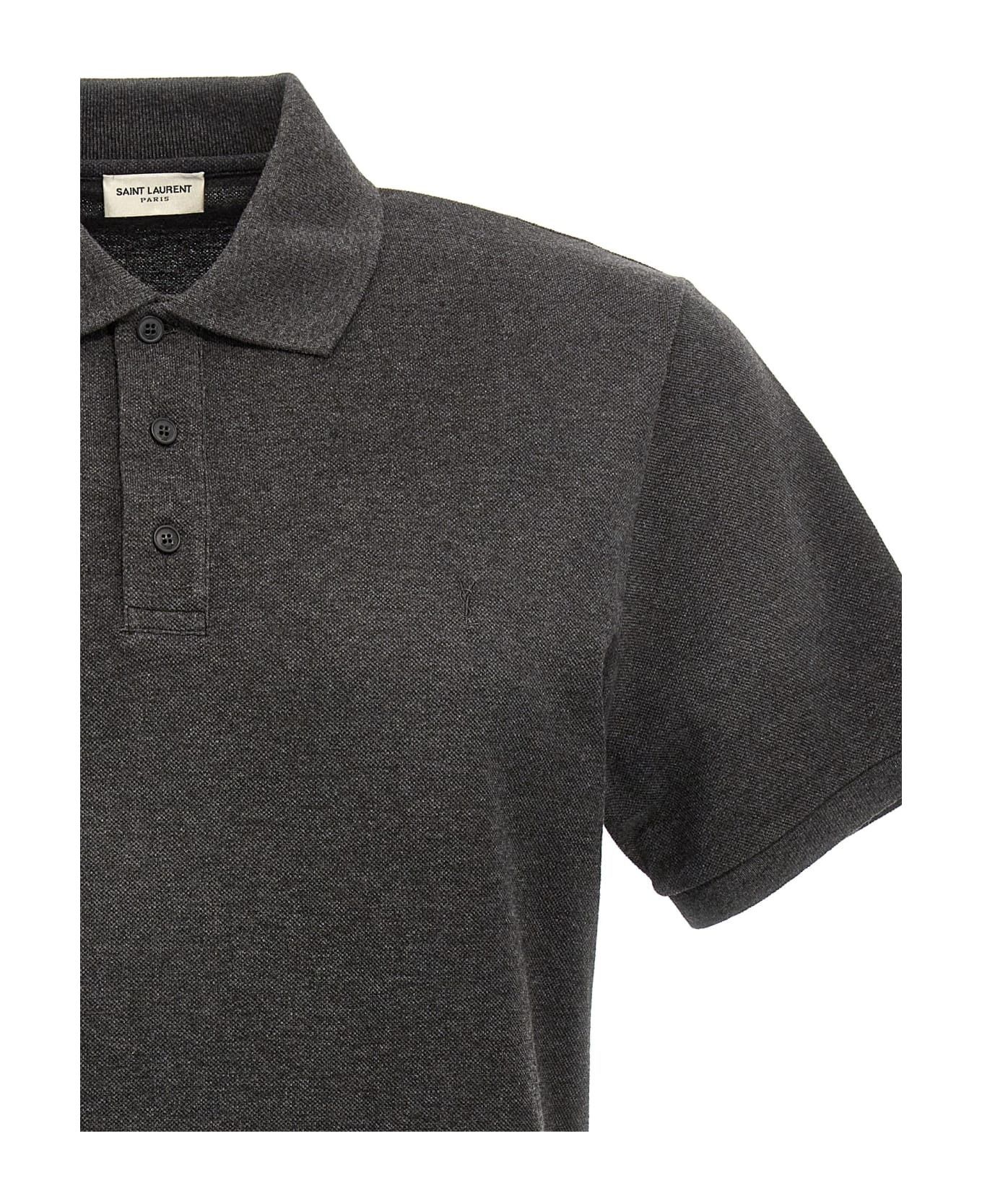 Saint Laurent Paris cassandre polo shirt in cotton pique grey Size US XS / EU 42 / 0 - 3 Thumbnail