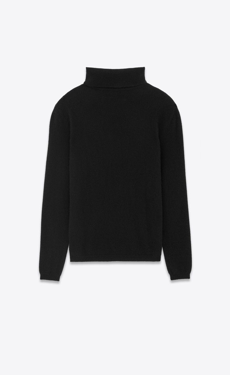 Saint Laurent Paris turtleneck sweater in cashmere in black Size US XS / EU 42 / 0 - 2 Thumbnail