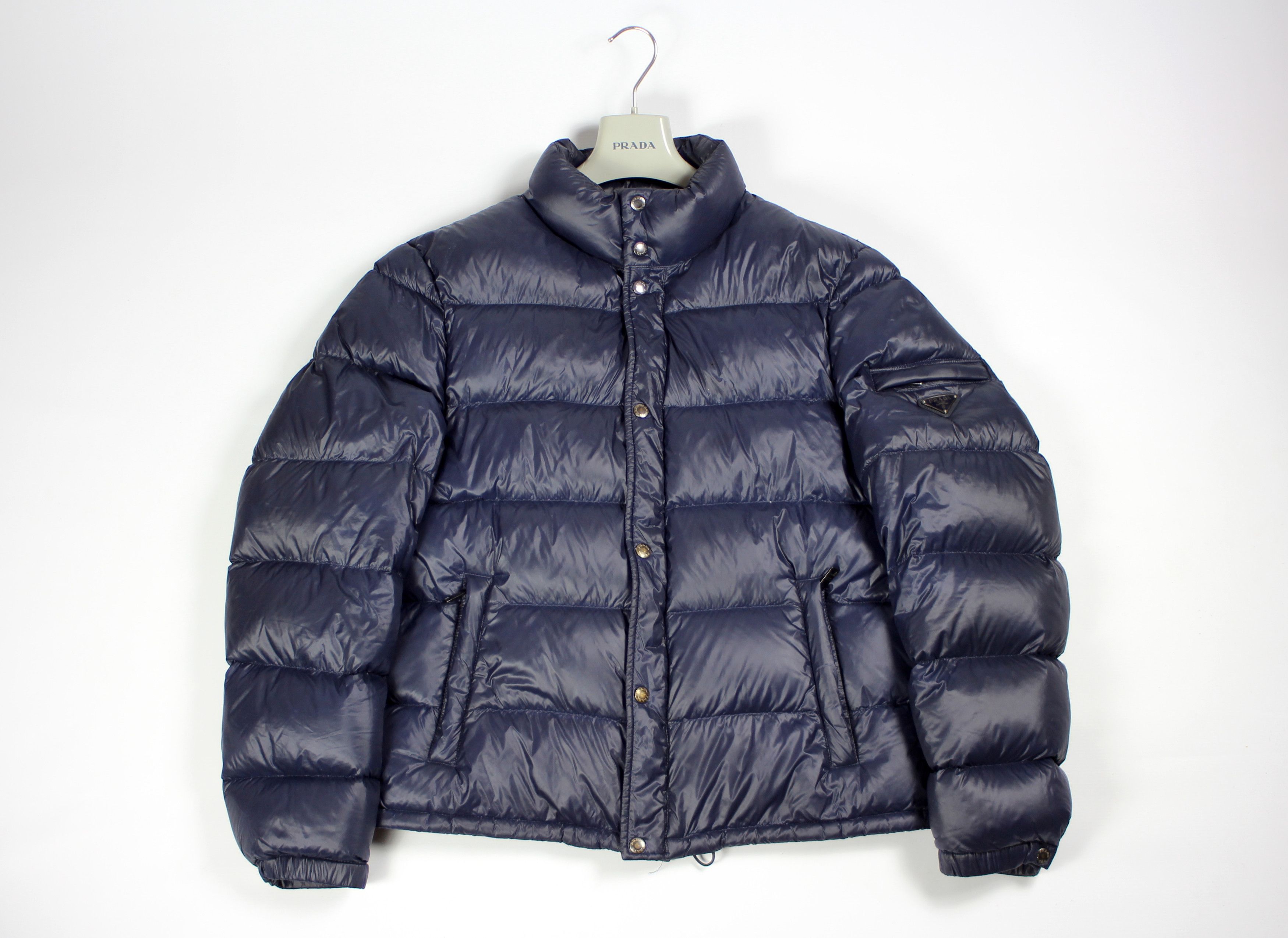 Prada PRADA Milano Nylon Satin Sheen Down Jacket | Navy | EU52 L | SGJ258 |  Grailed