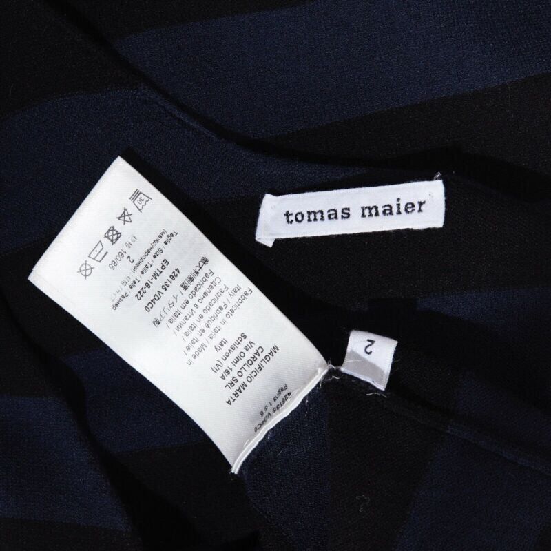 Tomas Maier TOMAS MAIER blue black stripe raw cut edge sleeveless stretch casual dress US2 S Size S / US 4 / IT 40 - 8 Thumbnail