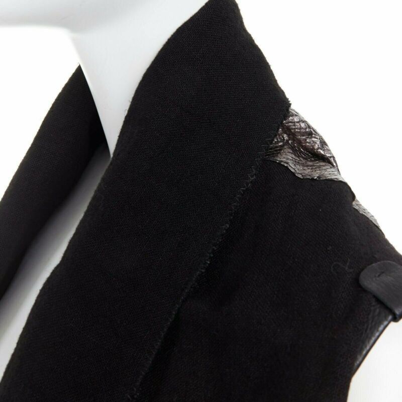 Simona Tagliaferri SIMONA TAGLIAFERRI black silver scaled leather back draped linen vest M Size M / US 6-8 / IT 42-44 - 7 Thumbnail