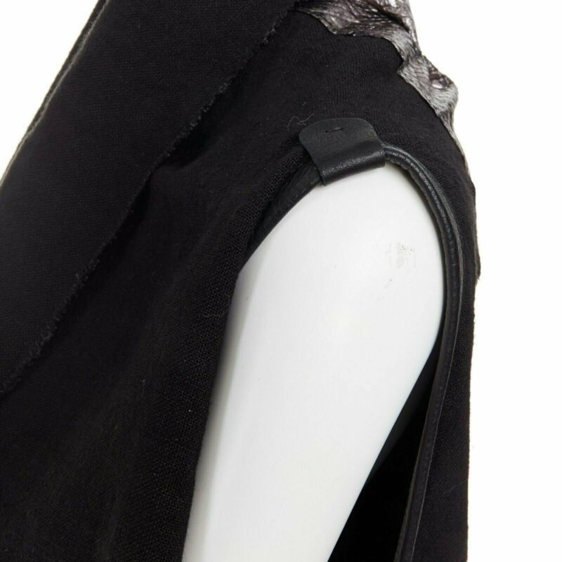 Simona Tagliaferri SIMONA TAGLIAFERRI black silver scaled leather back draped linen vest M Size M / US 6-8 / IT 42-44 - 8 Thumbnail