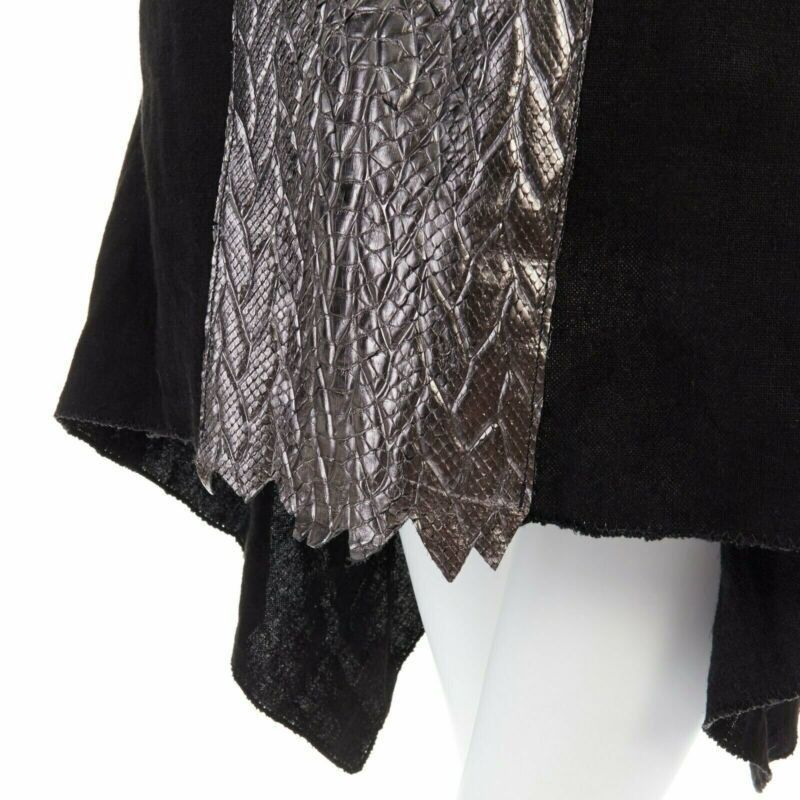 Simona Tagliaferri SIMONA TAGLIAFERRI black silver scaled leather back draped linen vest M Size M / US 6-8 / IT 42-44 - 9 Thumbnail