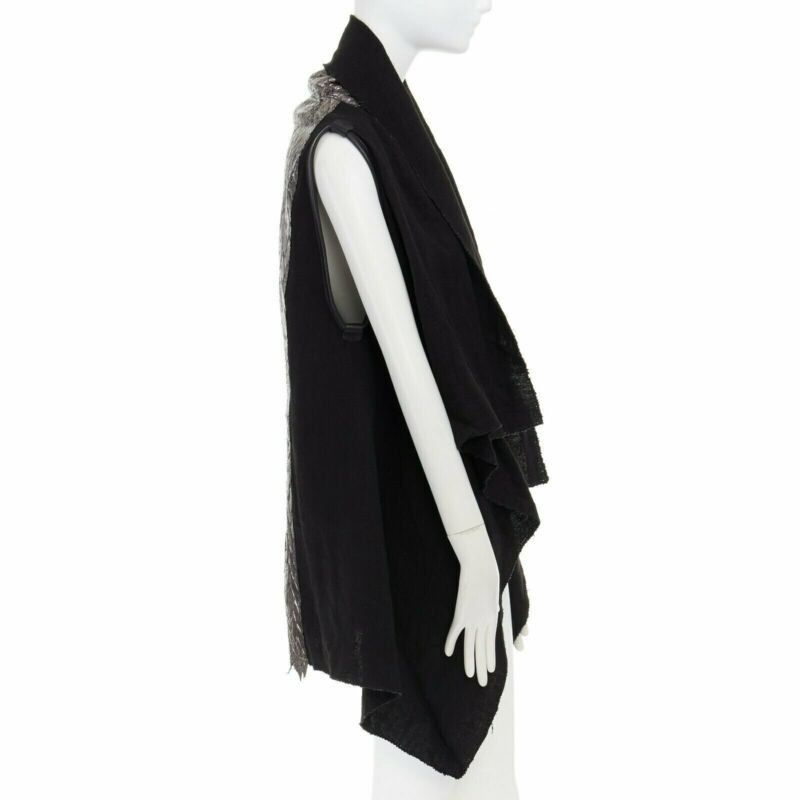 Simona Tagliaferri SIMONA TAGLIAFERRI black silver scaled leather back draped linen vest M Size M / US 6-8 / IT 42-44 - 5 Thumbnail