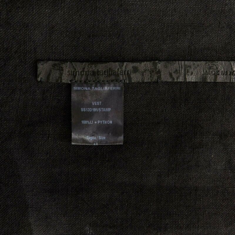 Simona Tagliaferri SIMONA TAGLIAFERRI black silver scaled leather back draped linen vest M Size M / US 6-8 / IT 42-44 - 10 Thumbnail