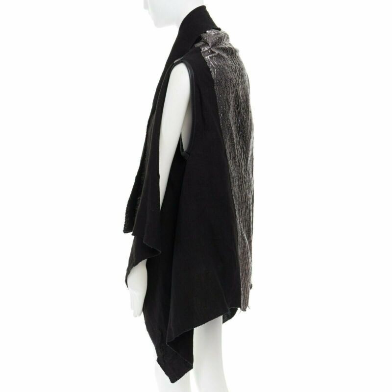 Simona Tagliaferri SIMONA TAGLIAFERRI black silver scaled leather back draped linen vest M Size M / US 6-8 / IT 42-44 - 6 Thumbnail