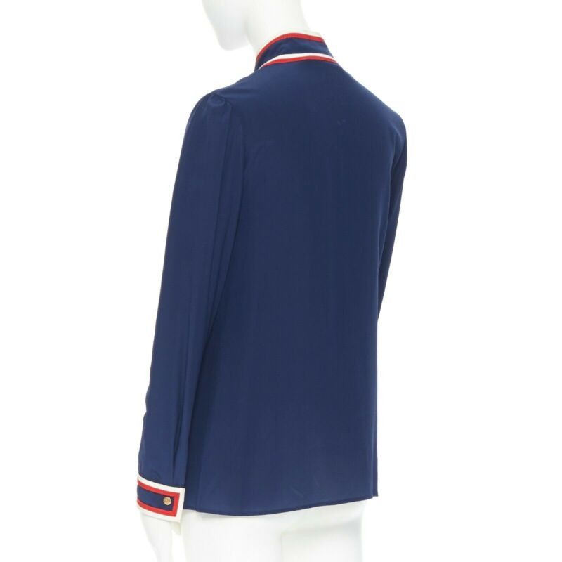 Gucci GUCCI navy tricolour ladybird ladybug embellish brooch badge silk shirt IT36 XXS Size XS / US 0-2 / IT 36-38 - 7 Thumbnail