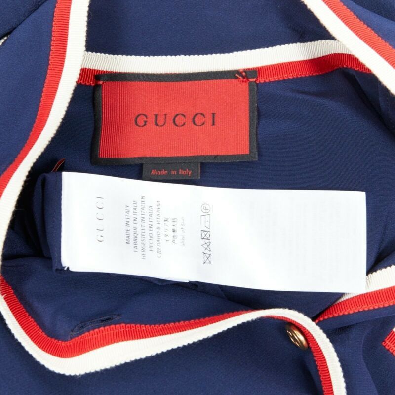 Gucci GUCCI navy tricolour ladybird ladybug embellish brooch badge silk shirt IT36 XXS Size XS / US 0-2 / IT 36-38 - 12 Thumbnail