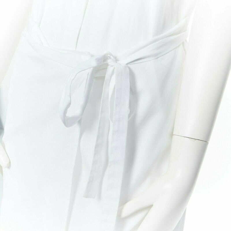 Tibi ROSETTA GETTY white cotton maxi long shirt dress apron fold minimal tie US0 XS Size XS / US 0-2 / IT 36-38 - 2 Thumbnail