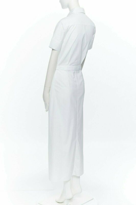 Tibi ROSETTA GETTY white cotton maxi long shirt dress apron fold minimal tie US0 XS Size XS / US 0-2 / IT 36-38 - 6 Thumbnail