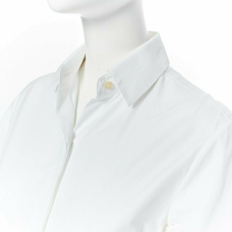 Tibi ROSETTA GETTY white cotton maxi long shirt dress apron fold minimal tie US0 XS Size XS / US 0-2 / IT 36-38 - 7 Thumbnail