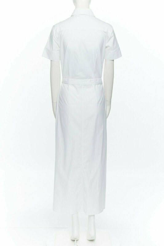 Tibi ROSETTA GETTY white cotton maxi long shirt dress apron fold minimal tie US0 XS Size XS / US 0-2 / IT 36-38 - 5 Thumbnail
