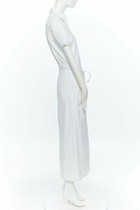 Tibi ROSETTA GETTY white cotton maxi long shirt dress apron fold minimal tie US0 XS Size XS / US 0-2 / IT 36-38 - 4 Thumbnail