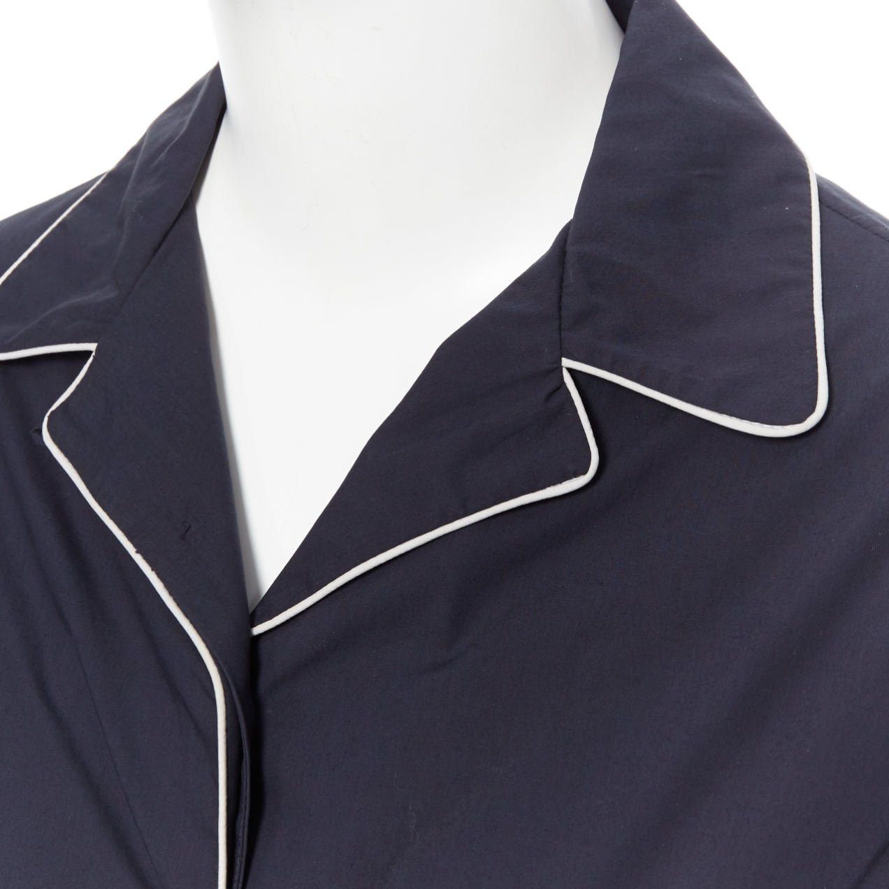 Jil Sander JIL SANDER navy blue cotton cuban shirt notch collar pipe short sleeves FR34 Size XS / US 0-2 / IT 36-38 - 2 Thumbnail