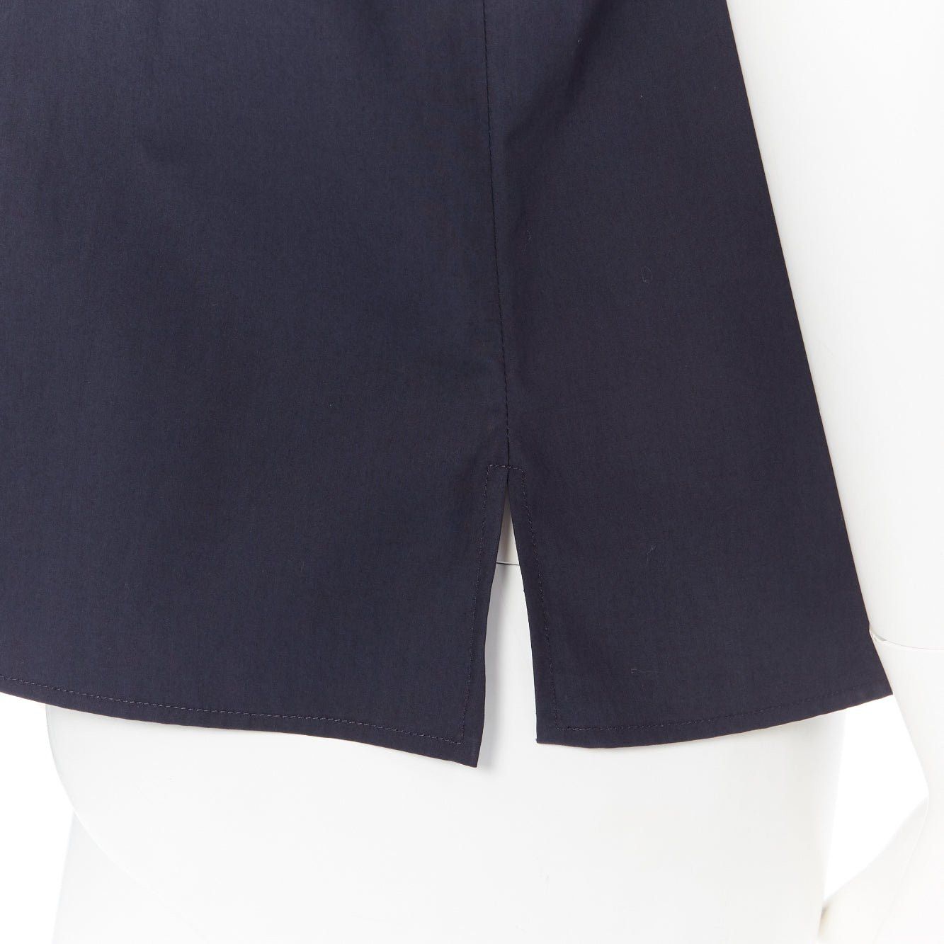 Jil Sander JIL SANDER navy blue cotton cuban shirt notch collar pipe short sleeves FR34 Size XS / US 0-2 / IT 36-38 - 8 Thumbnail