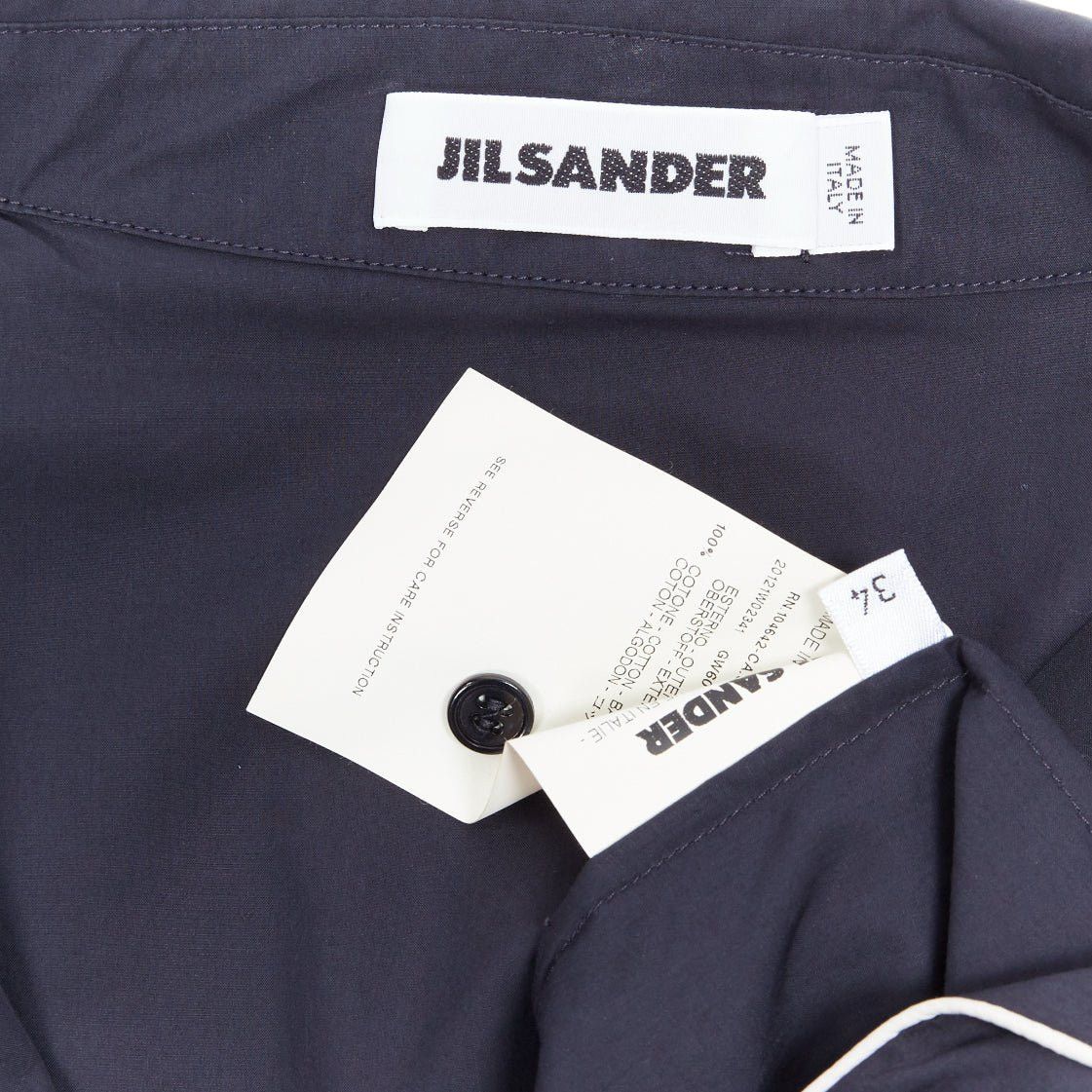 Jil Sander JIL SANDER navy blue cotton cuban shirt notch collar pipe short sleeves FR34 Size XS / US 0-2 / IT 36-38 - 9 Thumbnail