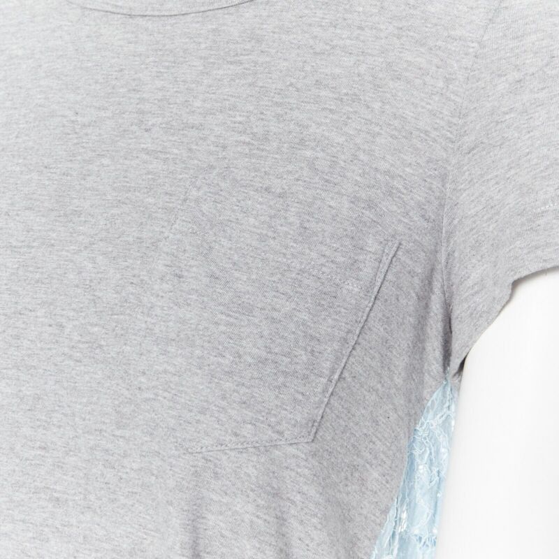 Sacai SACAI LUCK grey 100% cotton light blue lace back short sleeve mullet t-shirt JP1 Size S / US 4 / IT 40 - 8 Thumbnail