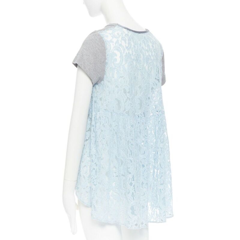 Sacai SACAI LUCK grey 100% cotton light blue lace back short sleeve mullet t-shirt JP1 Size S / US 4 / IT 40 - 7 Thumbnail