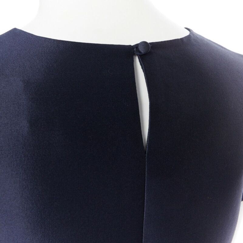 J.Crew J CREW COLLECTION navy blue cap sleeves round neckline a-line shirt top US00 XS Size XS / US 0-2 / IT 36-38 - 8 Thumbnail